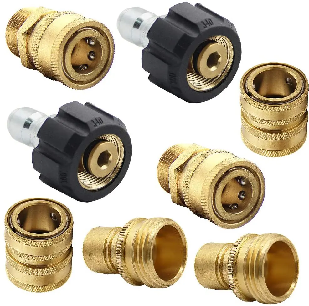 3pcs M22 To 3/8 Quick-Connect Pressure Washer Hose Coupling Pipes Fittings 