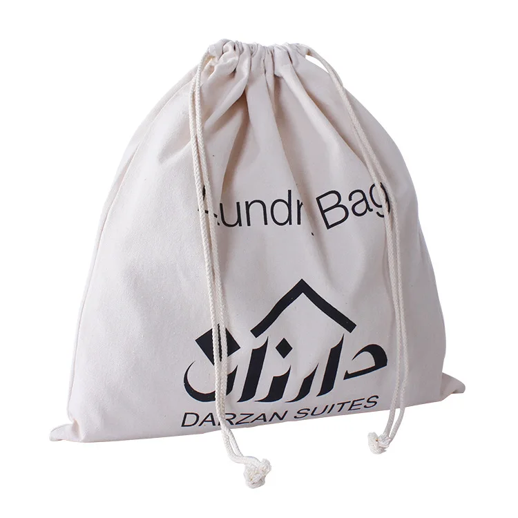 Personalized Home Use Cotton Canvas Laundry Drawstring Dust Bag Custom
