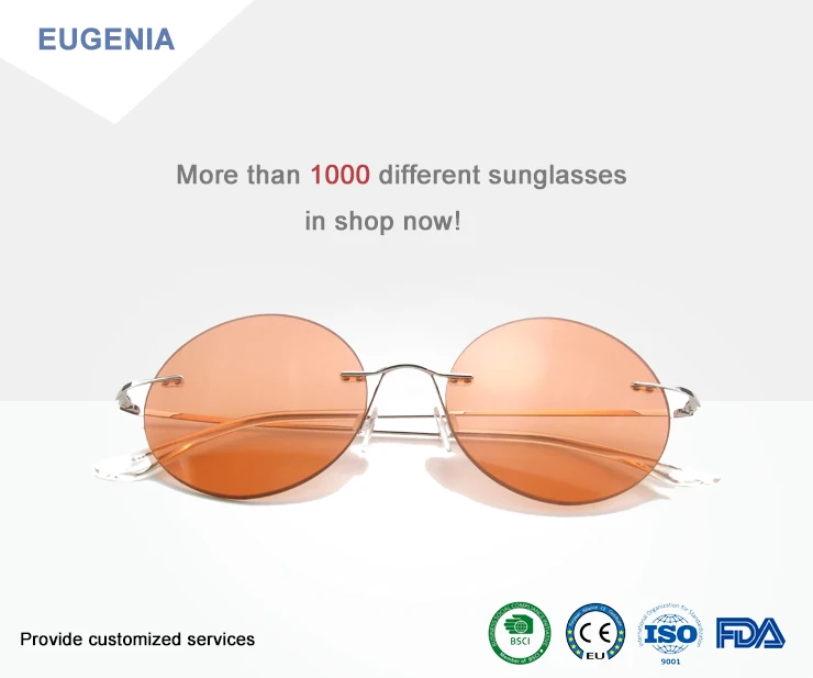 EUGENIA Super Elastic Thin And Lightweight Stainless Only 15.8g Frameless Sunglasses