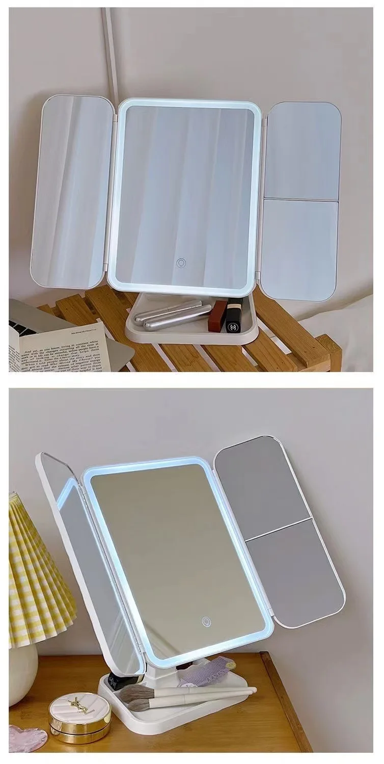 Latest Foldable Vanity LED Lighted Makeup Mirror Touch Screen 1X/2X/3X Magnification for Cosmetics