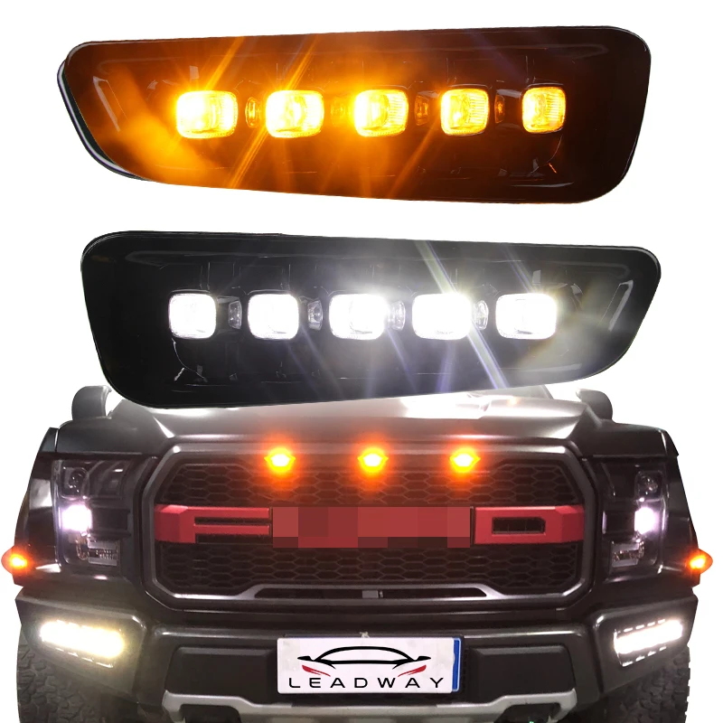 White Amber LED Driving Light Daytime Running Turn Light DRL Fog Lights For Ford Raptor F150 2016 2017 2018 2019