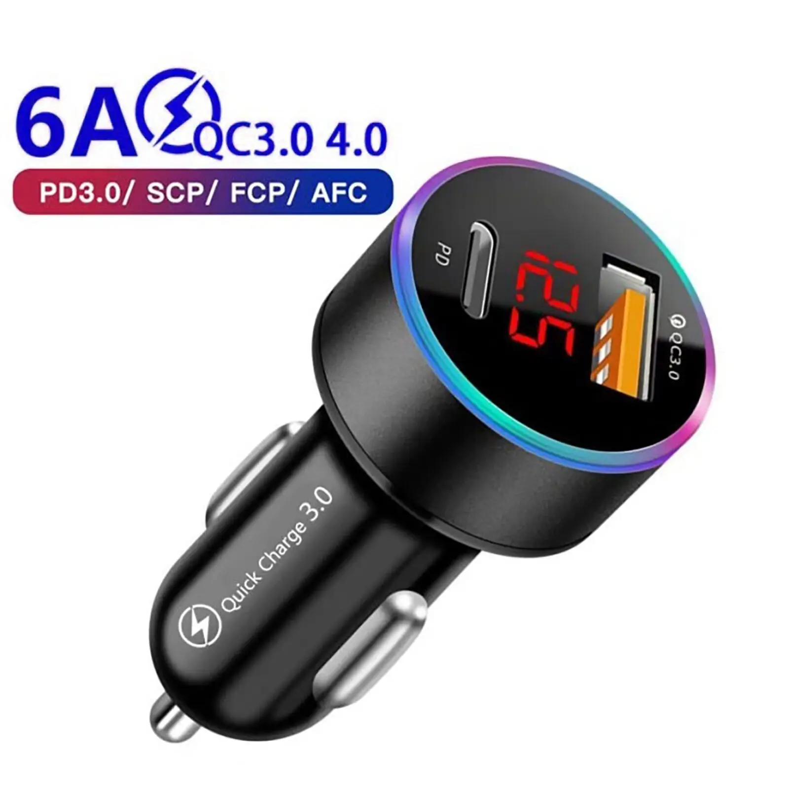 18W 3A USB Type-C Car Charger PD QC 3.0 Phone Charge Adapter