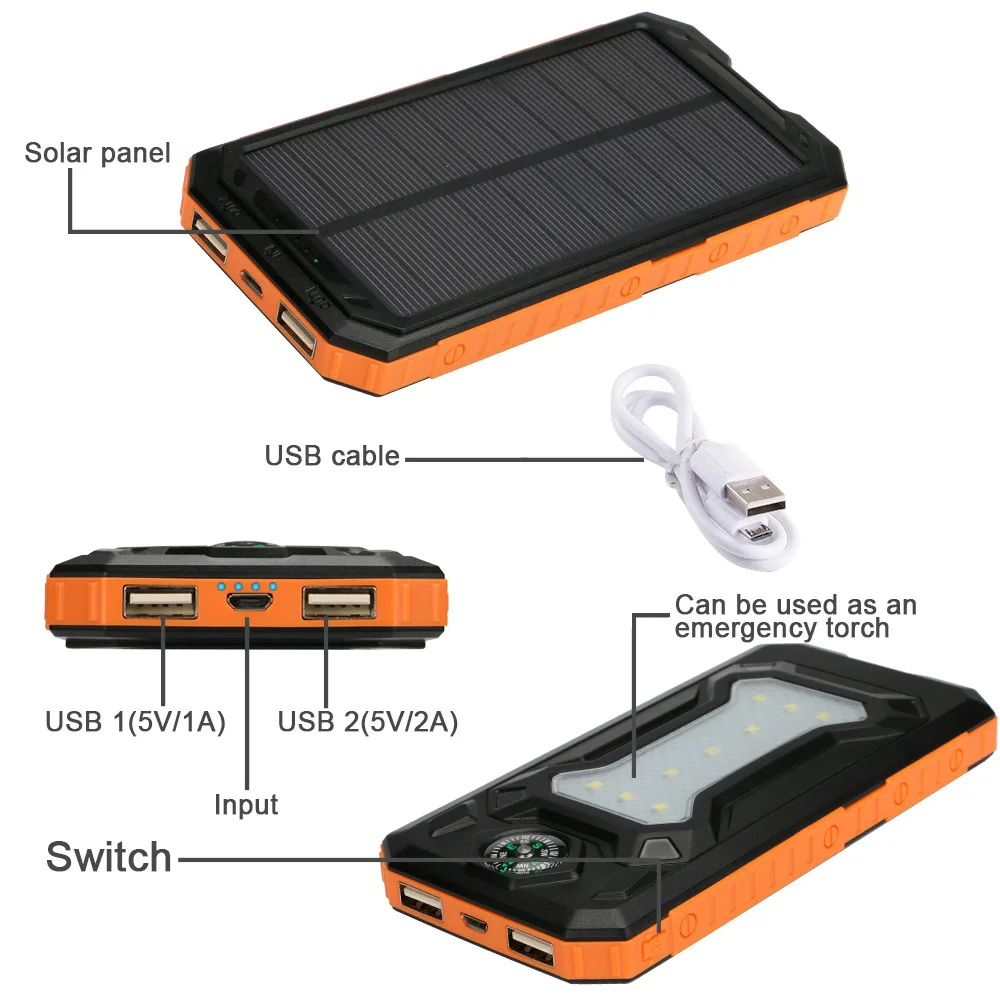 2021 Waterproof IP68 Solar 20000mah 10000mah Consumer Electronics Portable power banks with station solar phone charger - ANKUX.COM