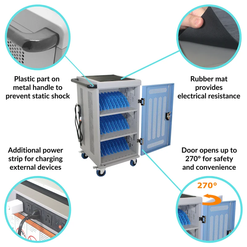 Charging Station Laptop Storage Cart 30 Tablets/chromebooks Locked