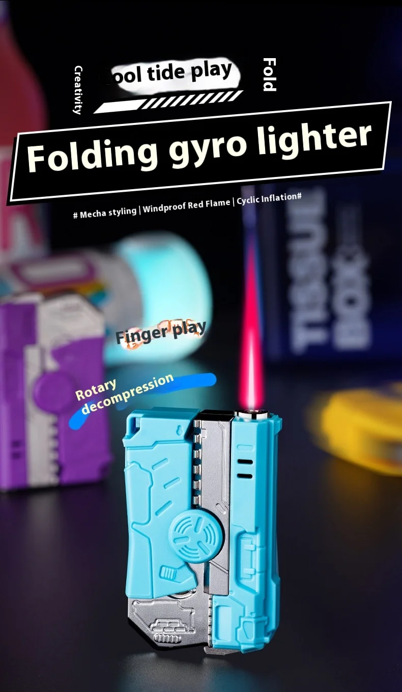 2-in-1 Modern & Classic Folding Rotary Decompression Lighter New Deformation Cyber Celebrity Gift Plastic Material for Smoke