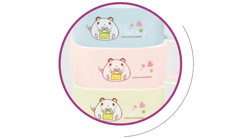 High quality stackable cute square drinking bulk plastic coffee mugs with handle  .jpg
