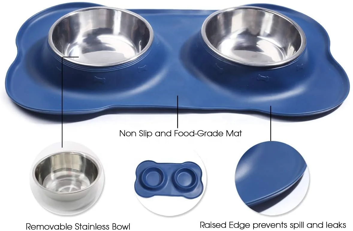 custom Silicone connected dog bowl collapsible silicone bowls for pet