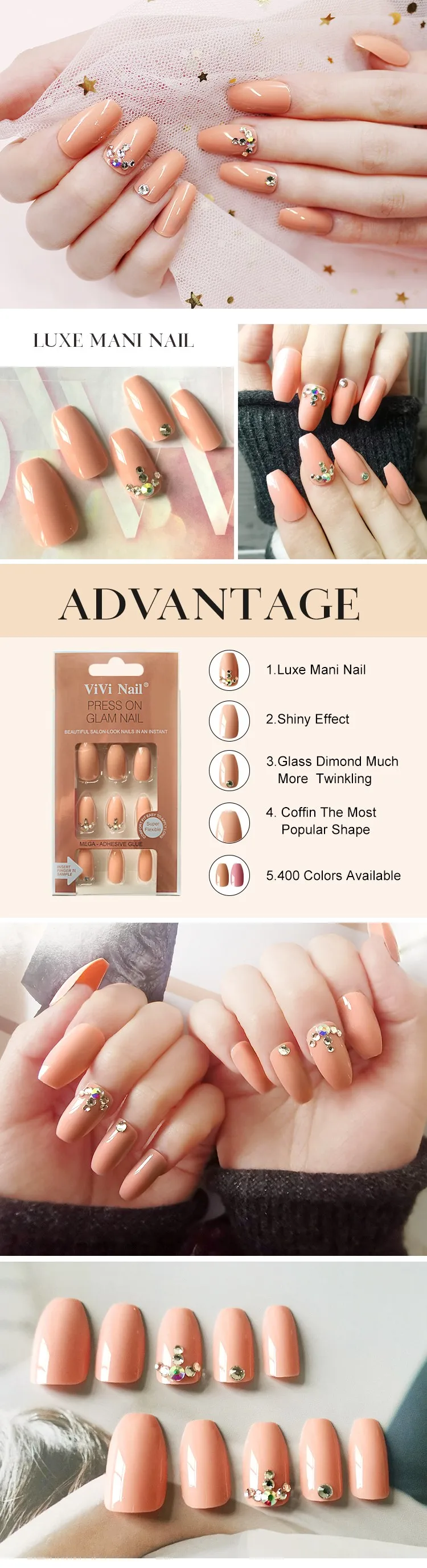 Newair Wholesale Price Nail Products Shiny Pure Color Acrylic Nails With Rhinestone Coffin Full Cover Artificial Fingernails Buy Artificial Fingernails Acrylic Nails Nail Products Product On Alibaba Com