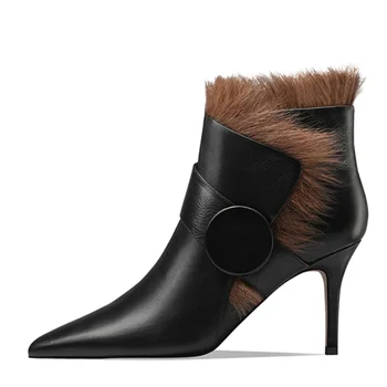 fur high heel boots