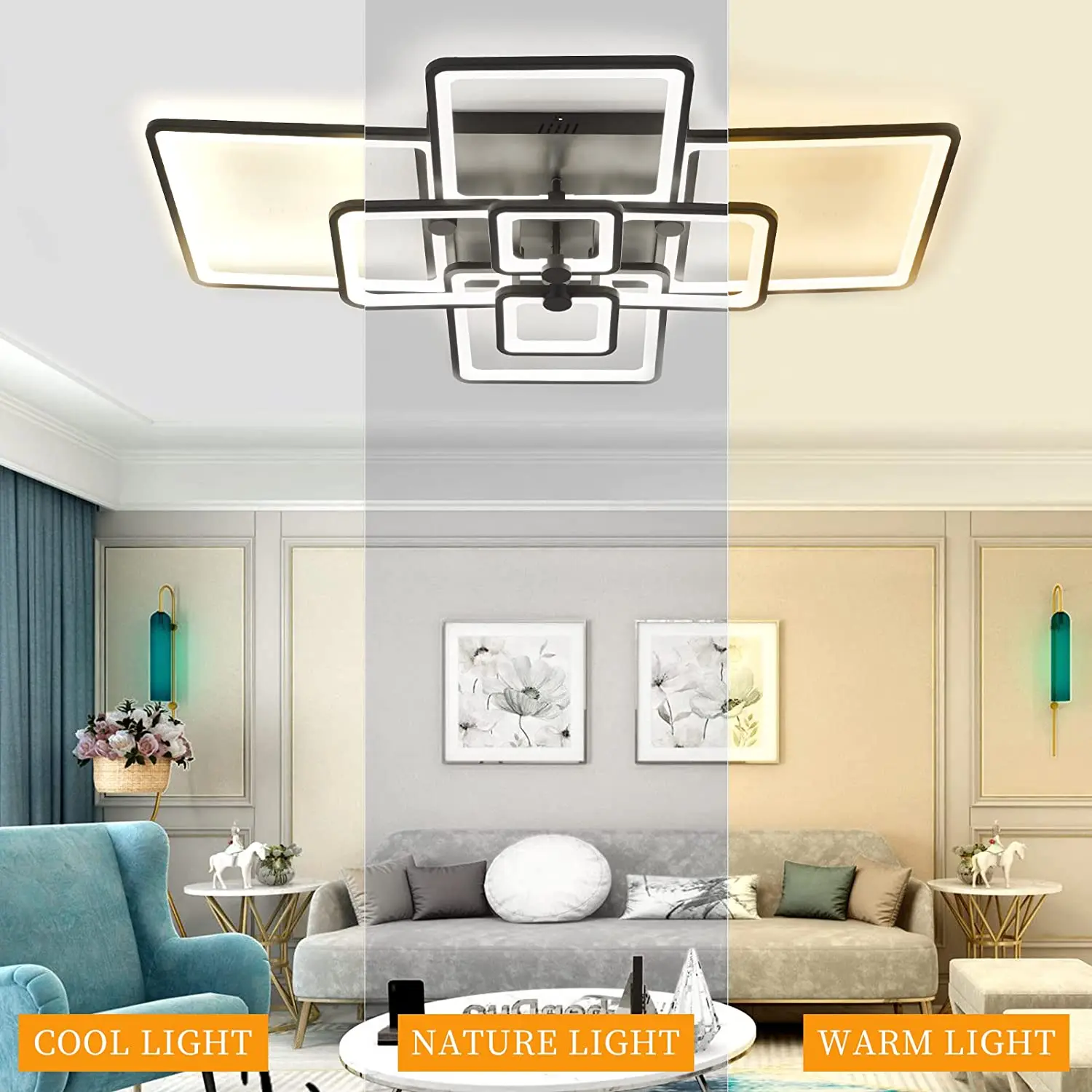 Modern Led Ceiling Light,Dimmable Modern 120w White Flush Mount Ceiling
