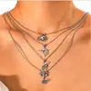 Punk Multi Layered Alloy Gold spider Mermaid Choker Necklace Collar Statement Silver Coin Crystal Pendant Necklace Women Jewelry