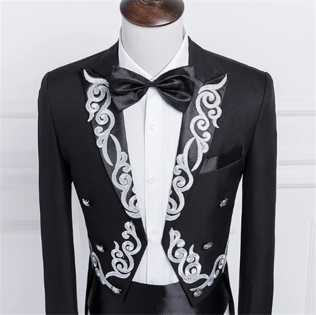 Men's Tuxedo Groom Marriage Suit Set Slimming Chair Long tuxedo Magic Show Dress