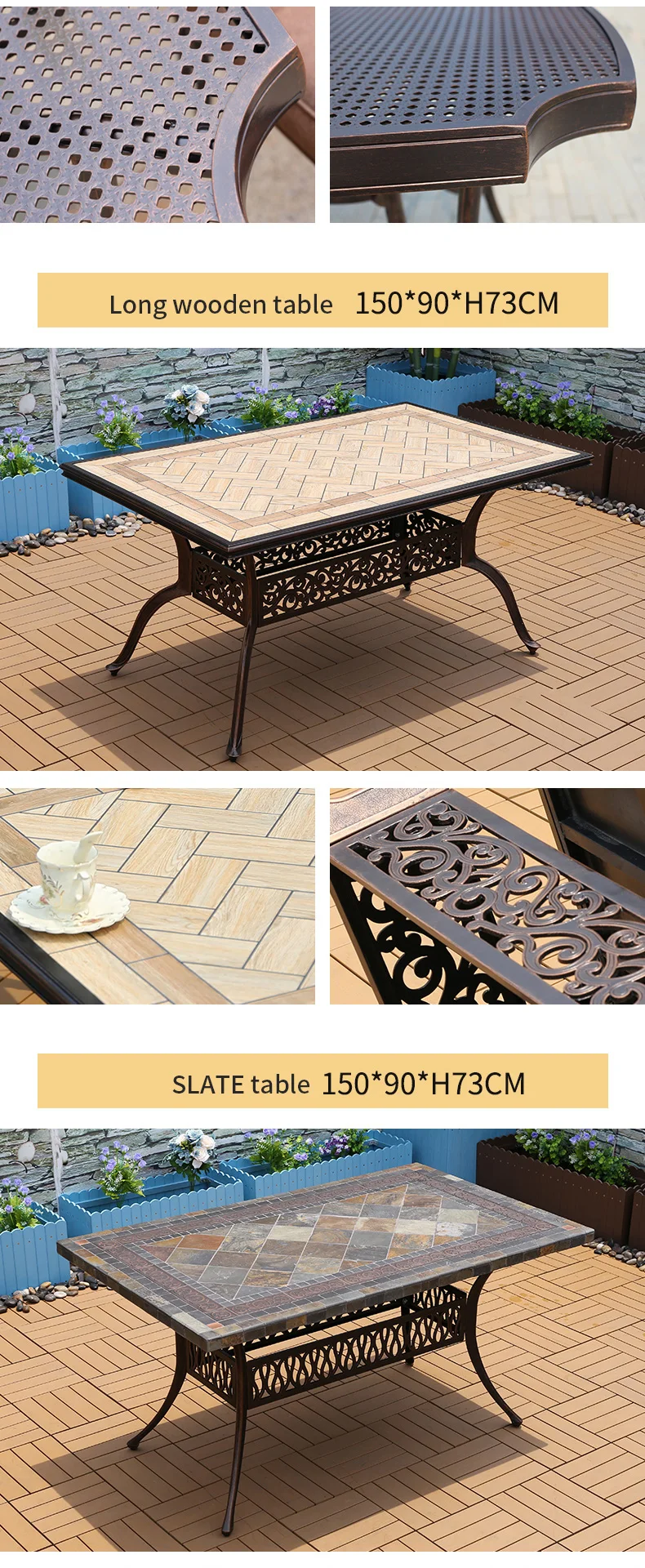 Jardín Al Aire Libre De Metal Muebles Silla De Comedor De Mesa De 6