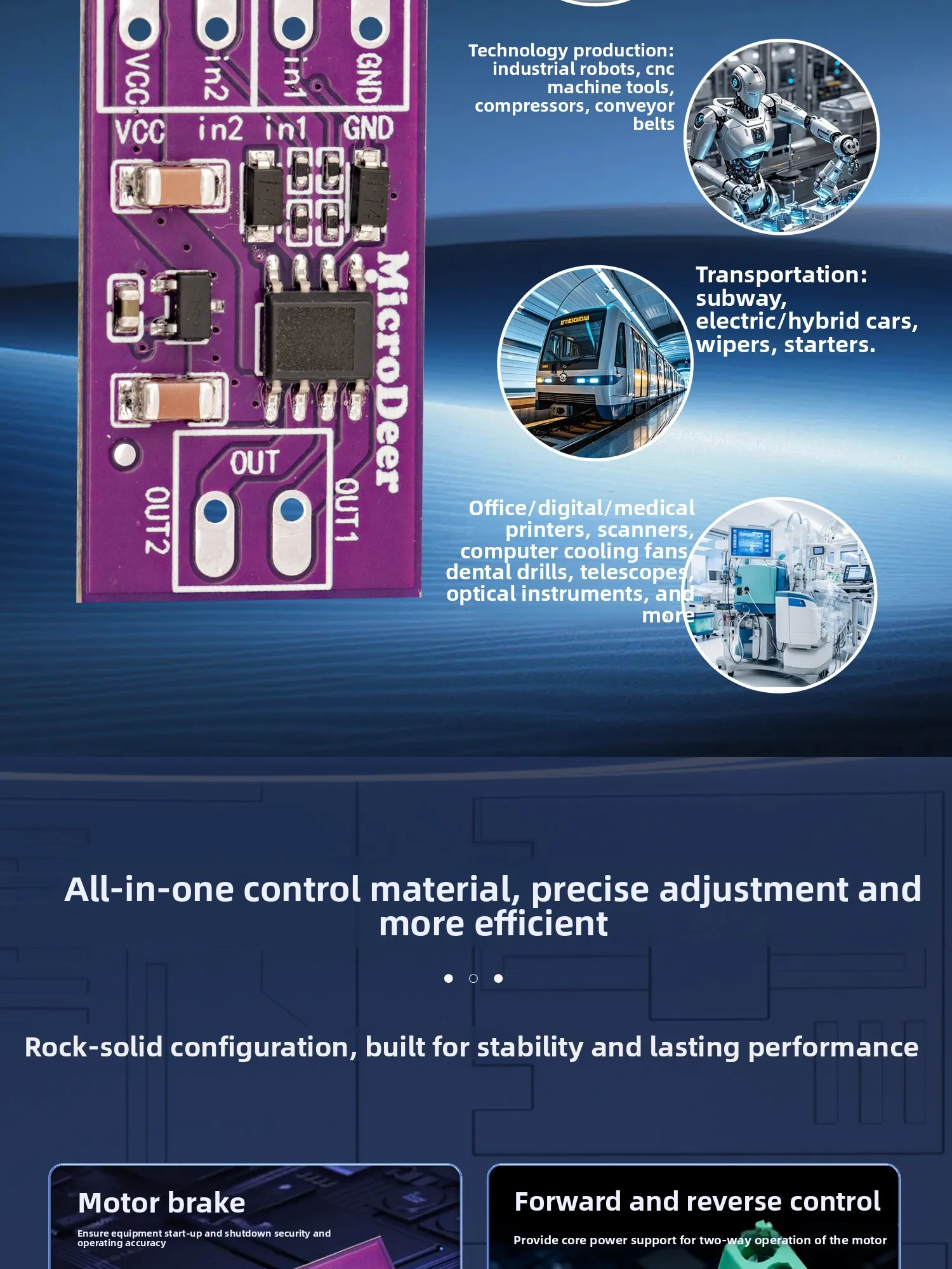 PWM DC Brushed Motor Driver Module Forward Reverse Speed Control Board ...