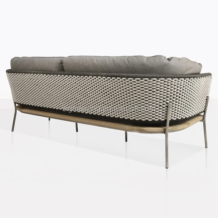 Hot sale comfortable outdoor furniture hand woven rope garden furniture two tone weave sofa
