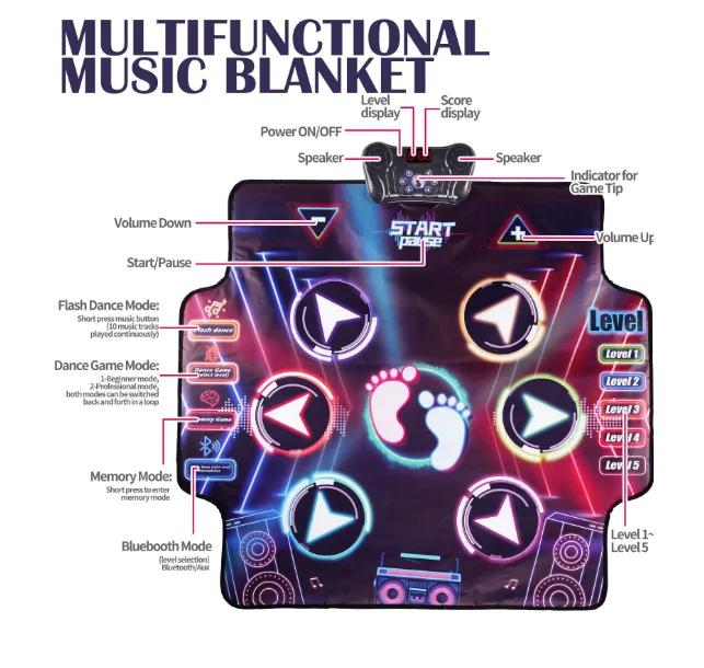 Cross Border Lighting Bluetooth Music Children Dance Mat Parentchild