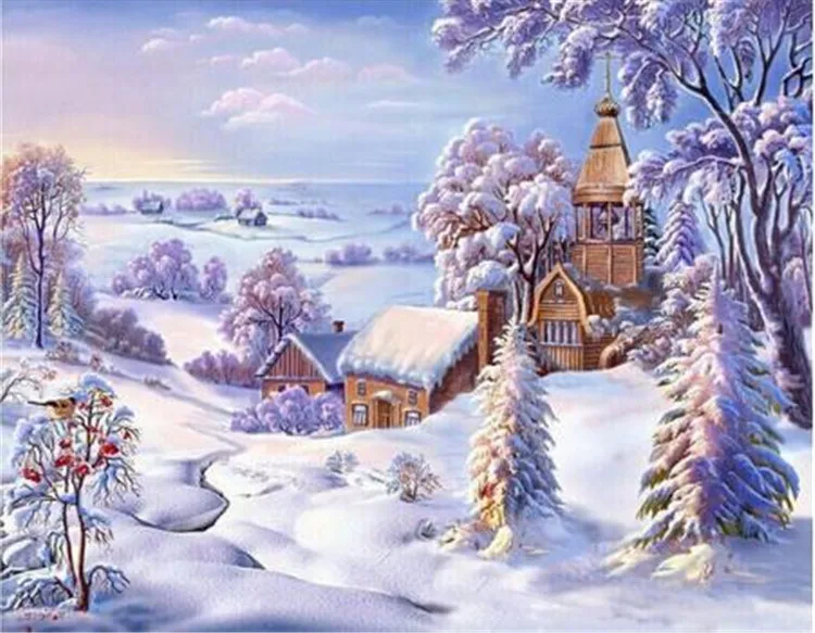 5D полный Diy алмазная живопись мозаика ручной работы зимние пейзажи вышивка крестиком Алмазная вышивка Рождественский Декор Пейзаж
