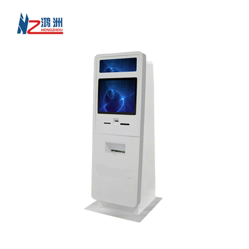 Custom LED touch screen kiosk with ticket dispenser in hotel with currency exchange function