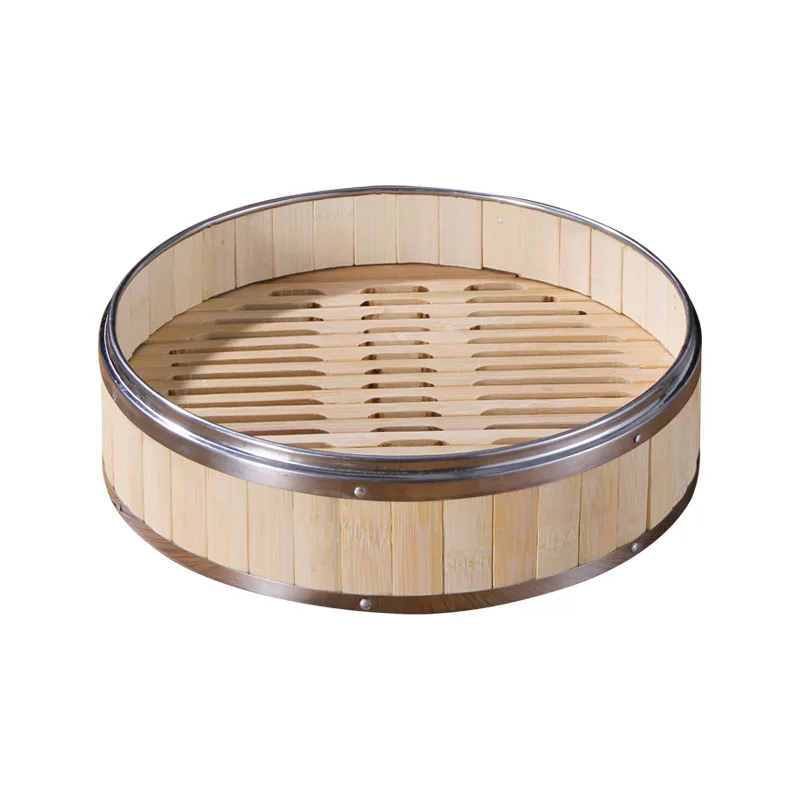 Custom Natural Bamboo Chinese Food Steamer Basket 10 Inch,2 Tier