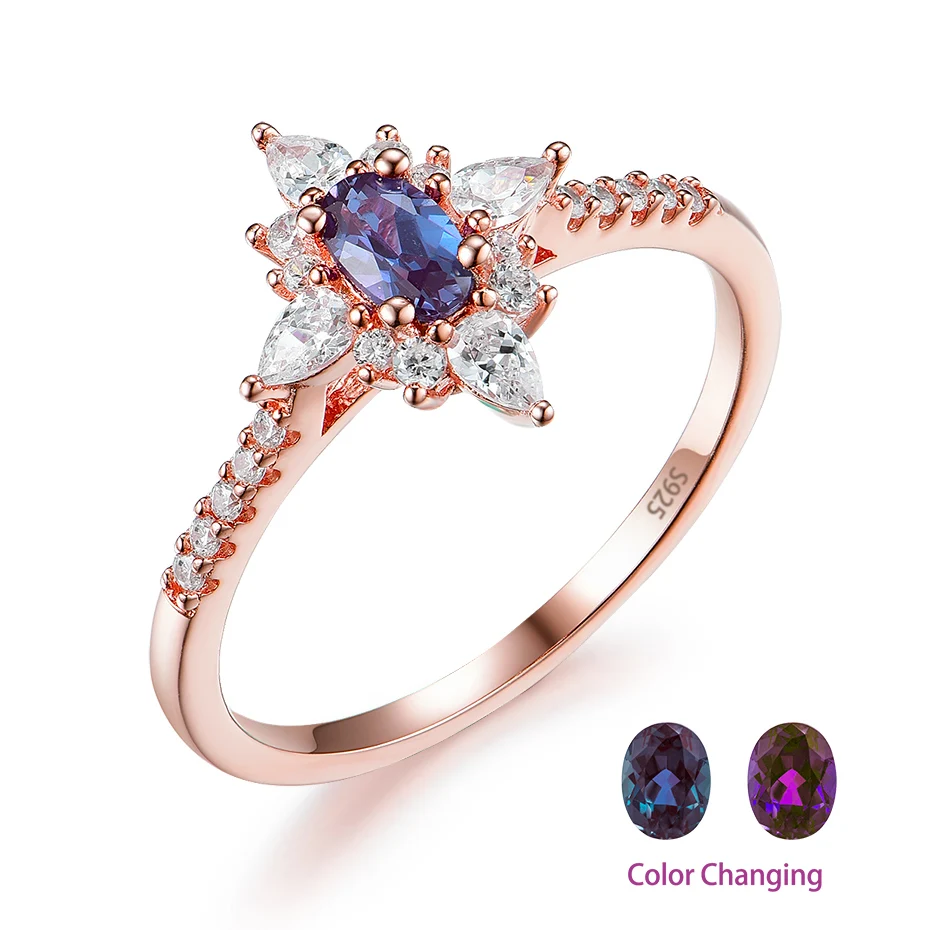
Natural Alexandrite Gemstone Ring for Women Real 925 Sterling Silver Ring topaz amethyst citrine moonston oval ring for wedding 