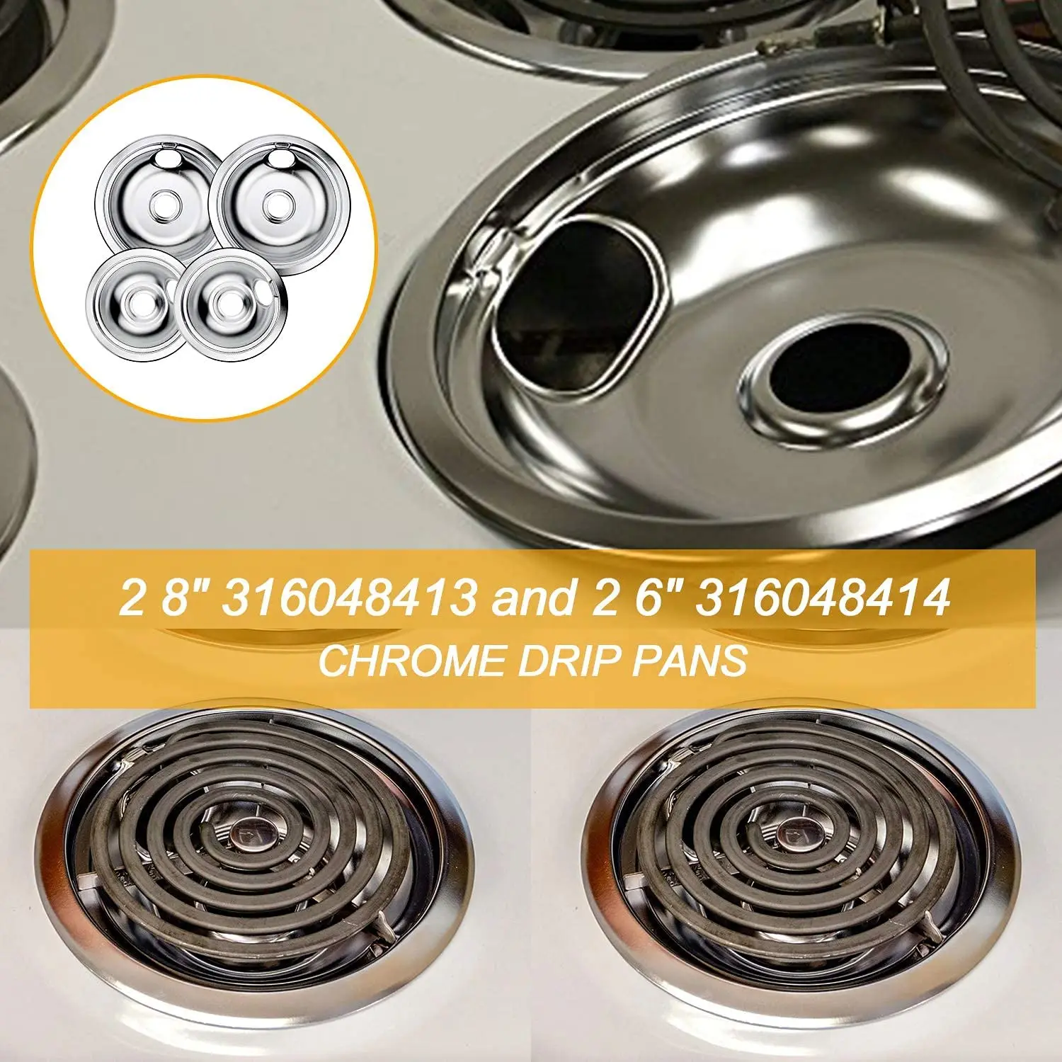 316048413 And 316048414 Range Burner Drip Pan Kit Includes 2 8inch & 2