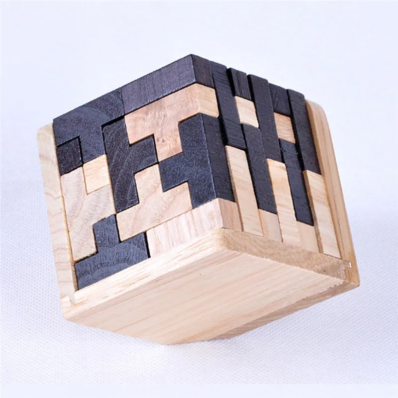 learning educational children wooden interlocking 3d puzzle cube