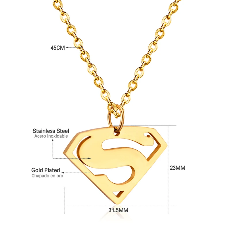 product-Fashion Quantum Science Effects Superman Stainless Steel Necklace-BEYALY-img