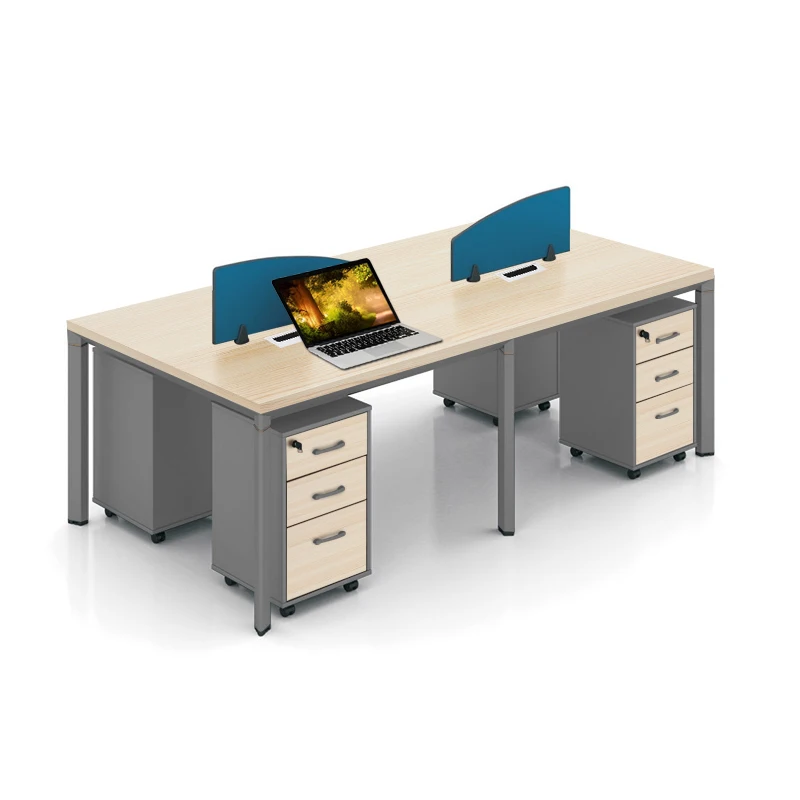 Modern Design Office Furniture Workstation 4 Seat Staff Table With Side