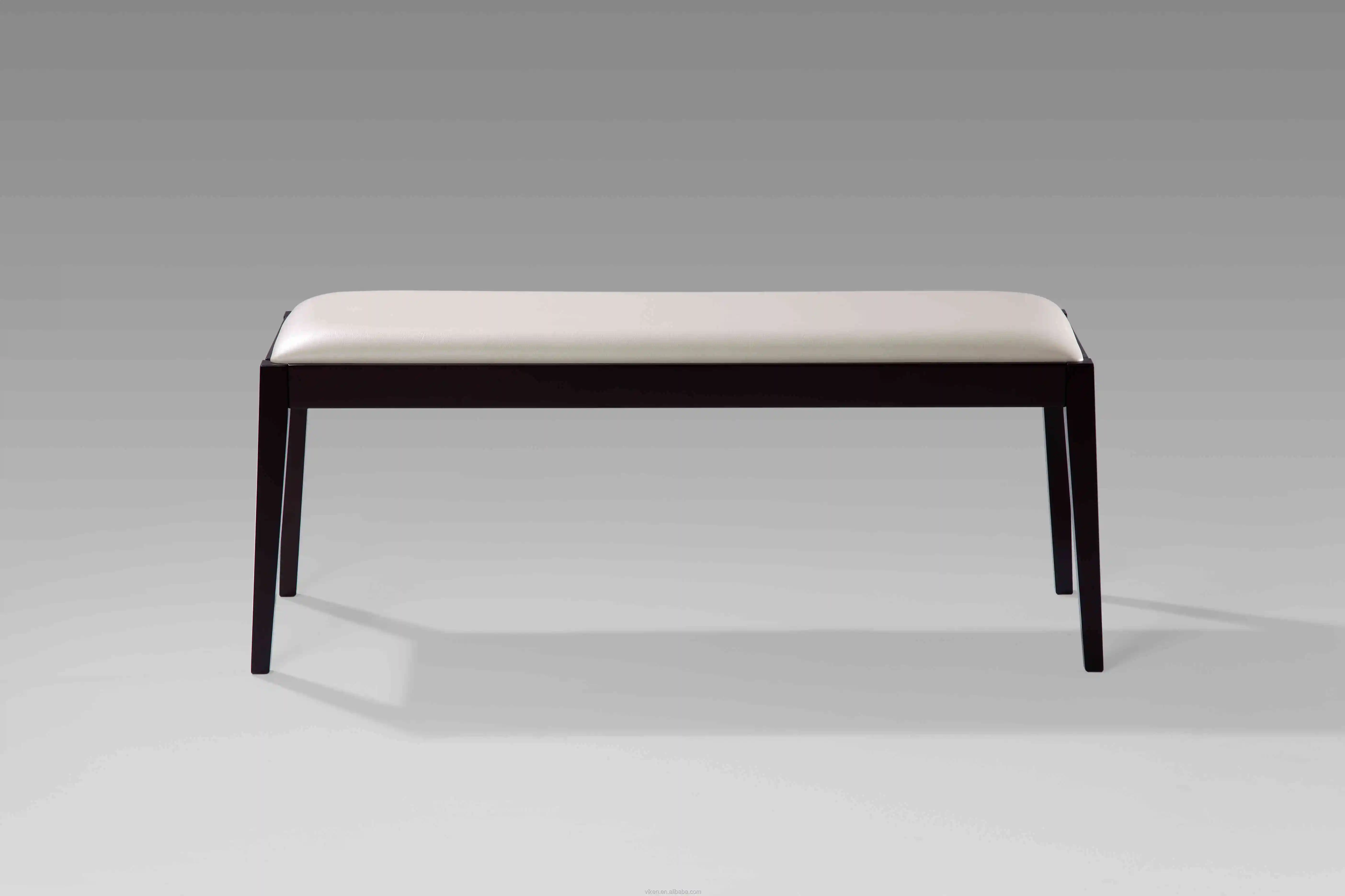 Modern Design Wood Benches For Dining Room Fabric Pu Covered Long Solid Wood Footboard Bench