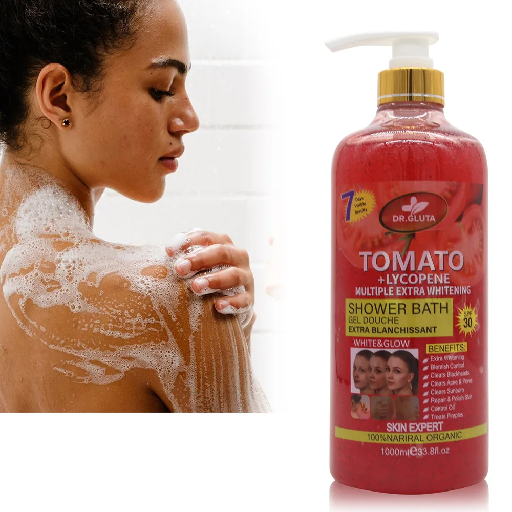 glutathione tomato shower gel Private Label Natural Skin Care Body Wash 1000ml Moisturizing Exfoliating Cleansing Whitening Shower Gel BACTERIOSTATIC WATER Everyday Essentials Size:50 gm