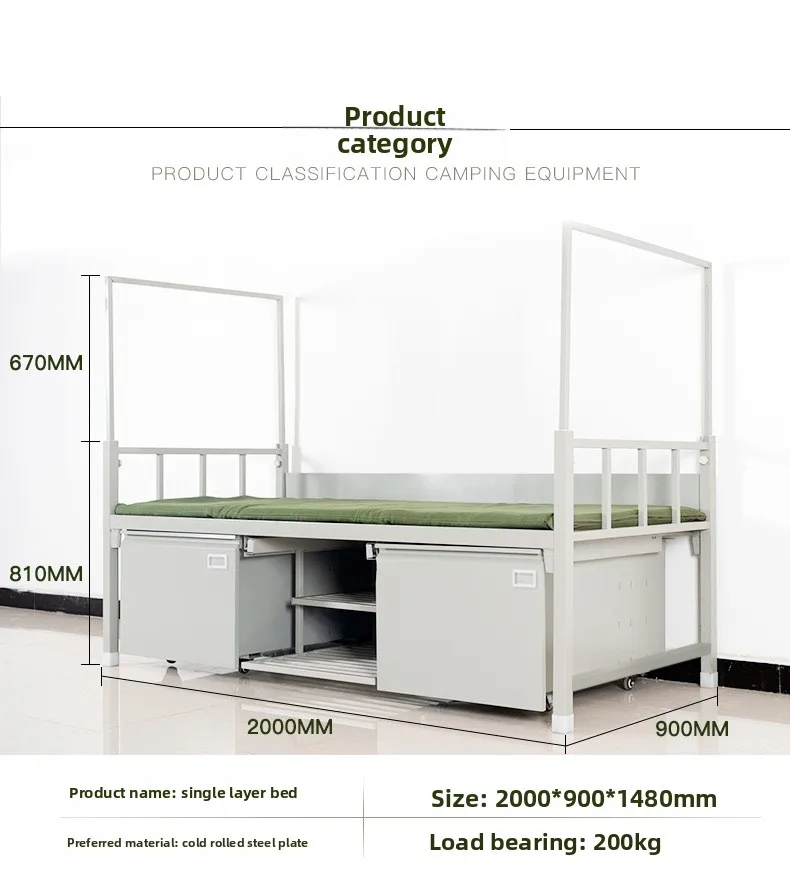 product wholesale custom heavy duty metal double bunk bed detachable knock down single bed frame for school bedroom apartment hospital-5