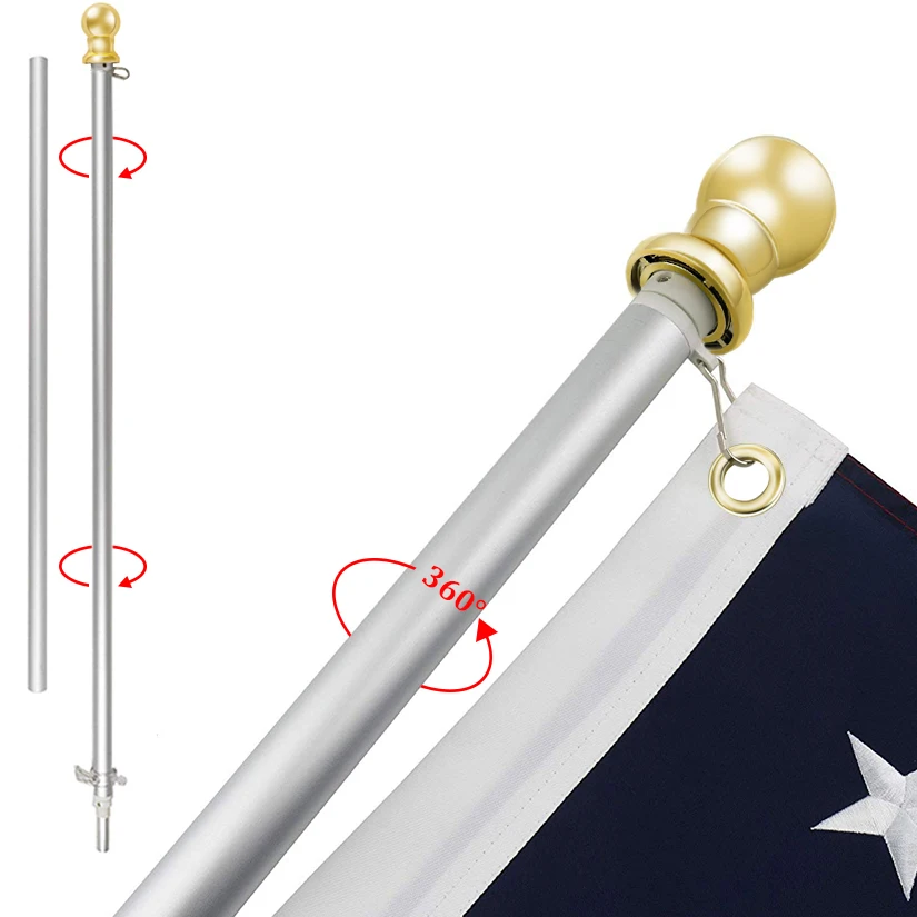 6 Ft Flagpole For American Flag - Stainless Steel Professional Flag ...