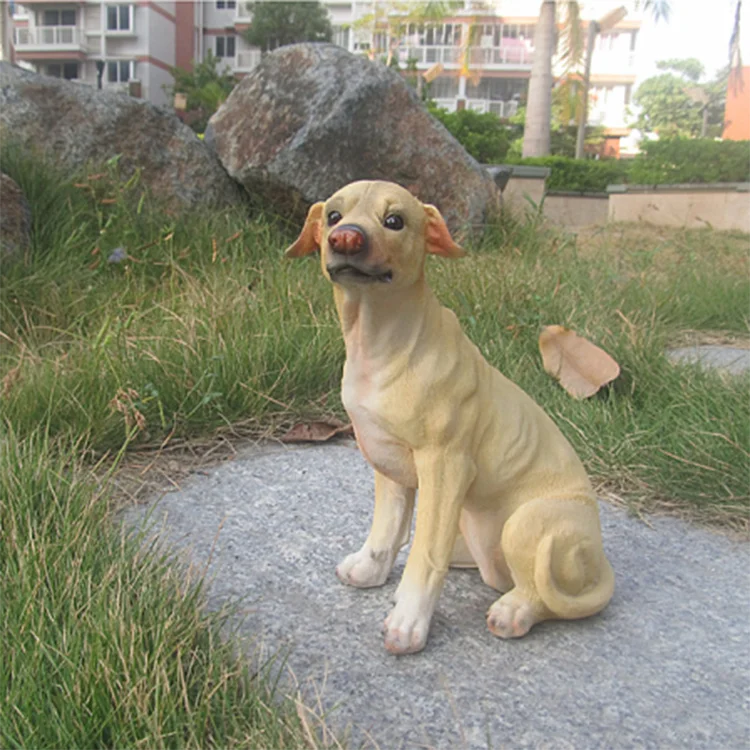 坐拉布拉多小雕像-树脂制作的狗雕像