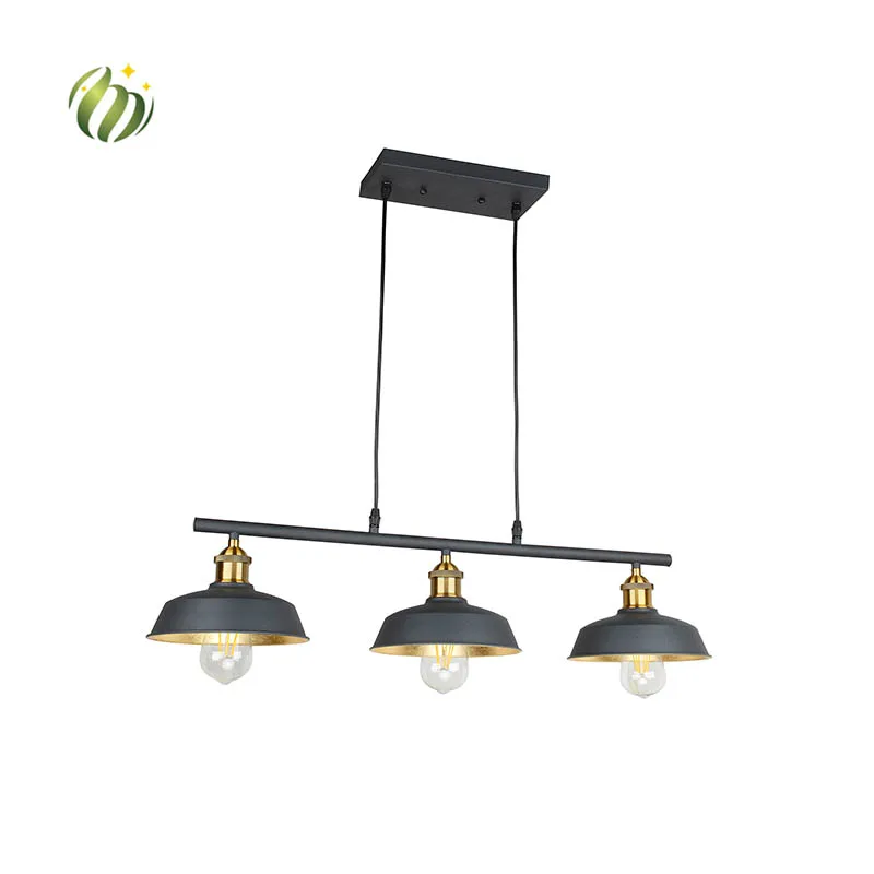 
Minimalist Black Gold Restaurant Loft Lighting Metal Black Wire Iron Lampshade Linear Pendant Light 