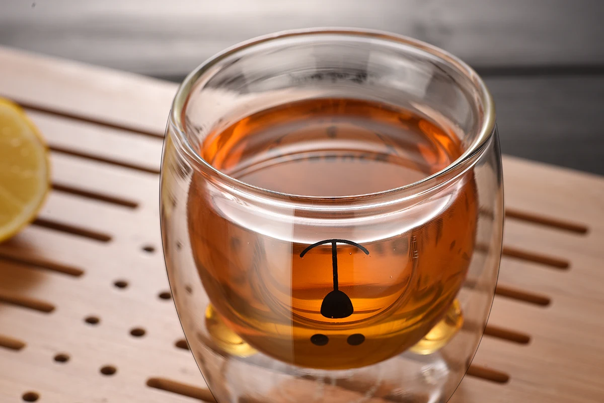 双层玻璃熊猫狗动物咖啡杯圣诞节可爱茶牛奶杯礼物