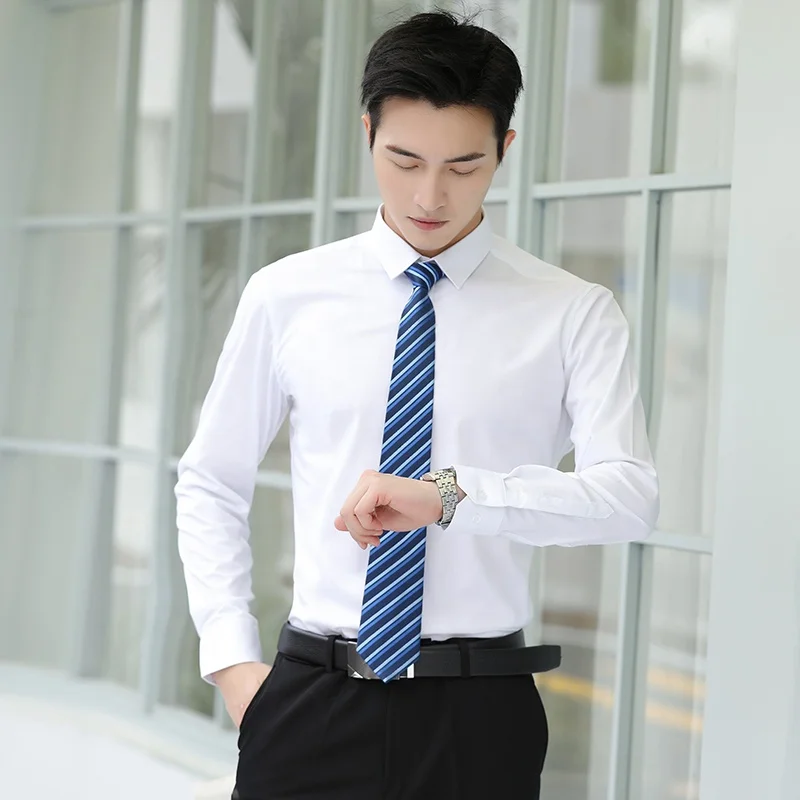 2025 Custom Logo Men's Formal Bamboo Dress Shirts Breathable Button Closure  Business Shirts for Spring Season High Quality