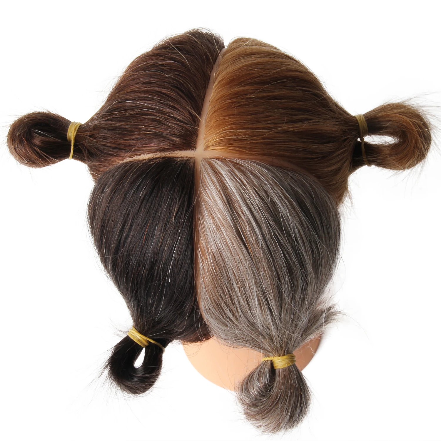 Human Hairdresser Training Head Practice Dye Hair 4 Different Color On