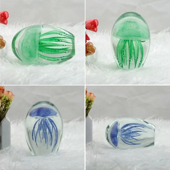Hotselling Glow Glass Crystal Jellyfish Paperweight With Light Base