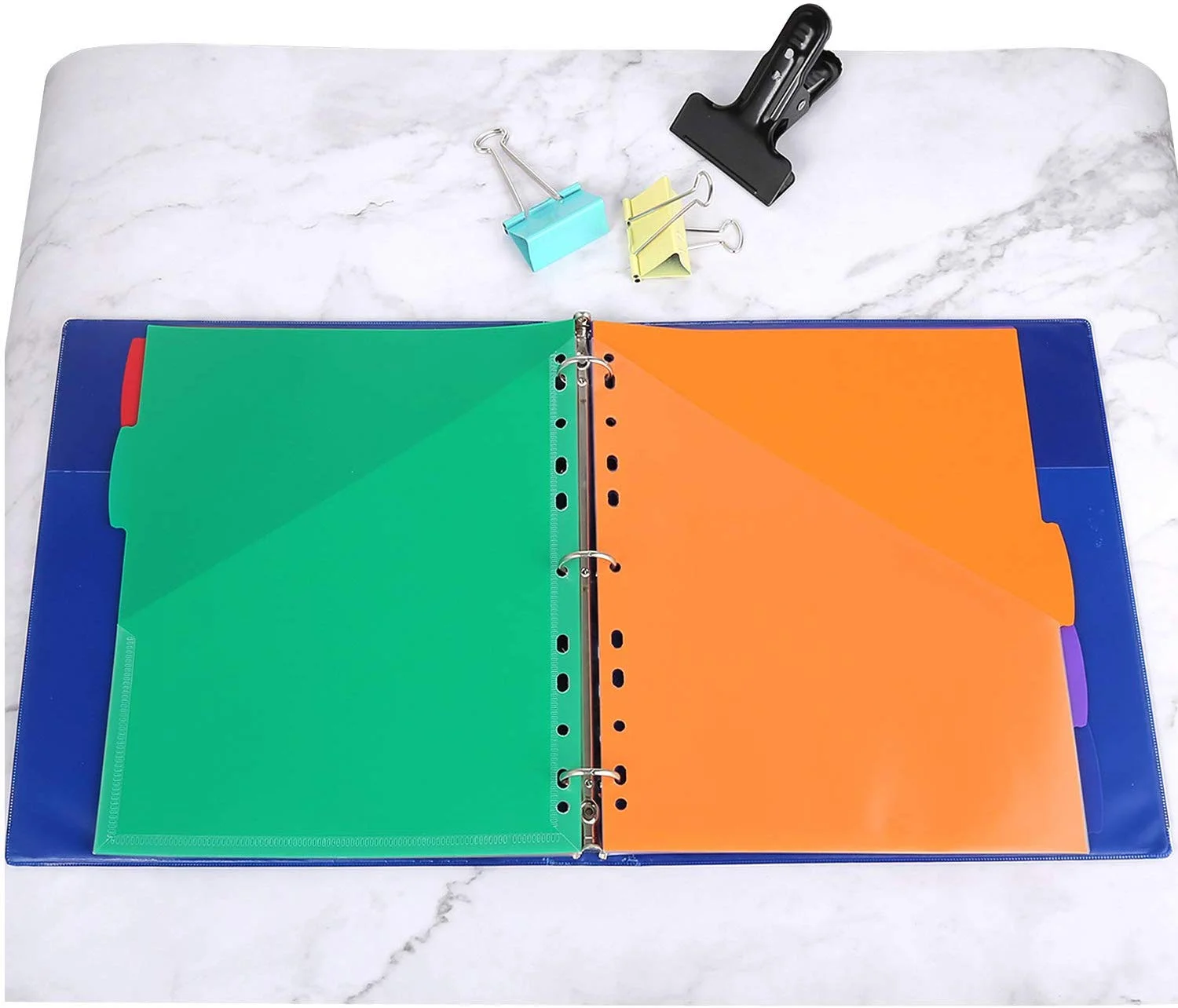 Wholesale Plastic 5 Tab Dividers With Front Pocket 11 Holes Fit 3 Ring Binder With Multi Color