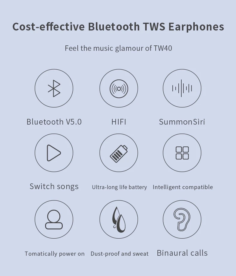 tws40 2019 best v5.0+der waterproof wireless earbuds True Wireless Stereo Earbuds wireless headphones - ANKUX.COM