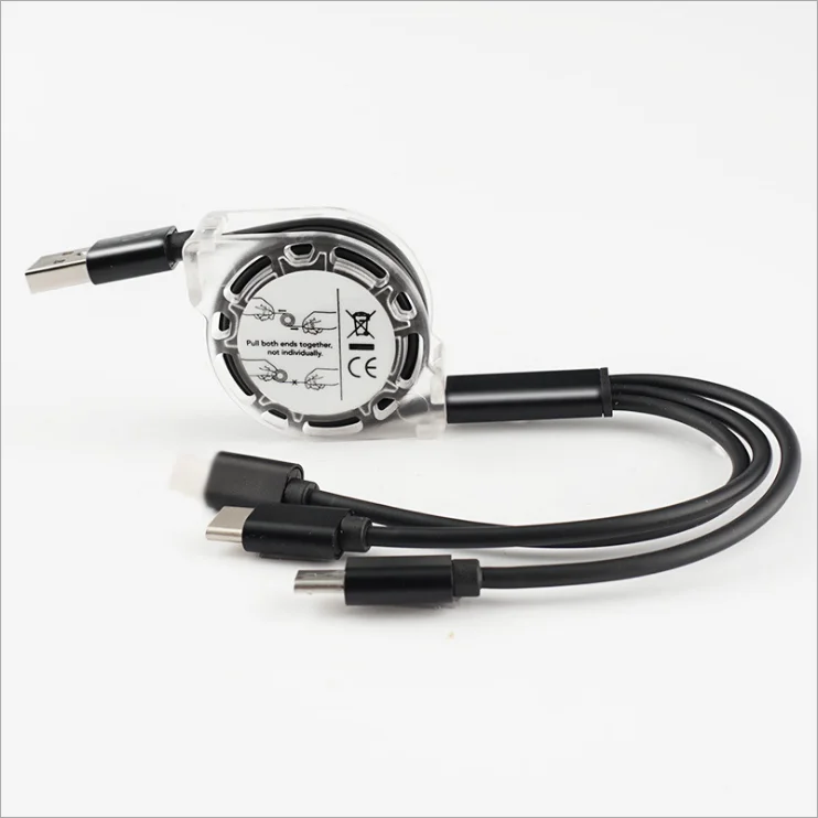 One for three retractable multi-USB charging cable Micro USB Type C cable Mobile phone charger cable - ANKUX.COM