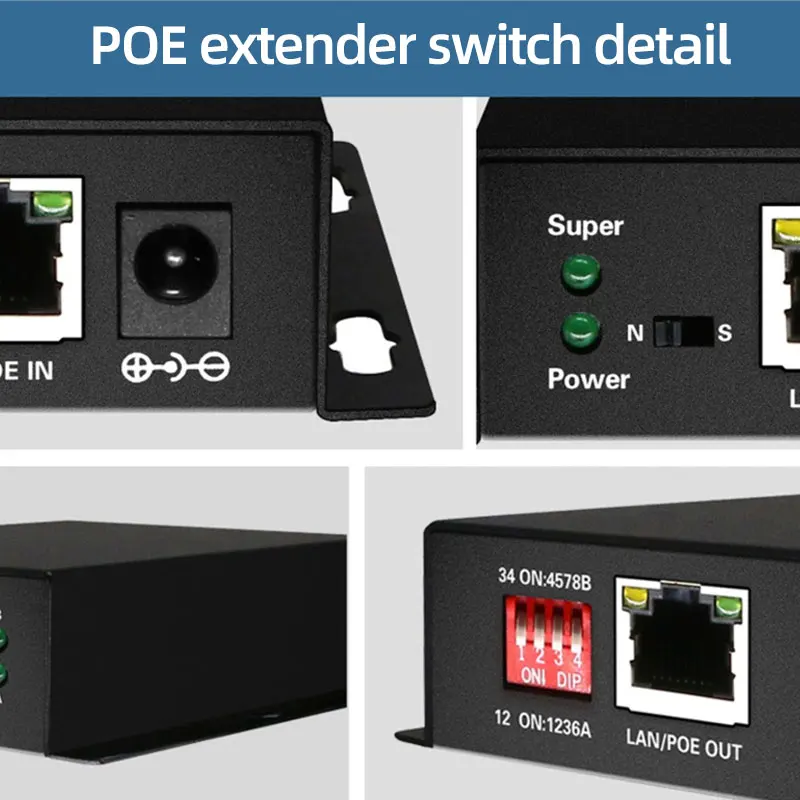 1 in 1 2 4 Out Port 10/100/1000Mbps PoE Repeater 30W 250m Enterprise Network Standard PoE Extender manufacture