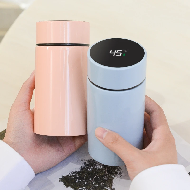 Custom Portable 200ml Mini Pocket Vacuum Flasks Stainless Steel Smart Water Tumbler with Temperature Display Leak-proof Lid manufacture