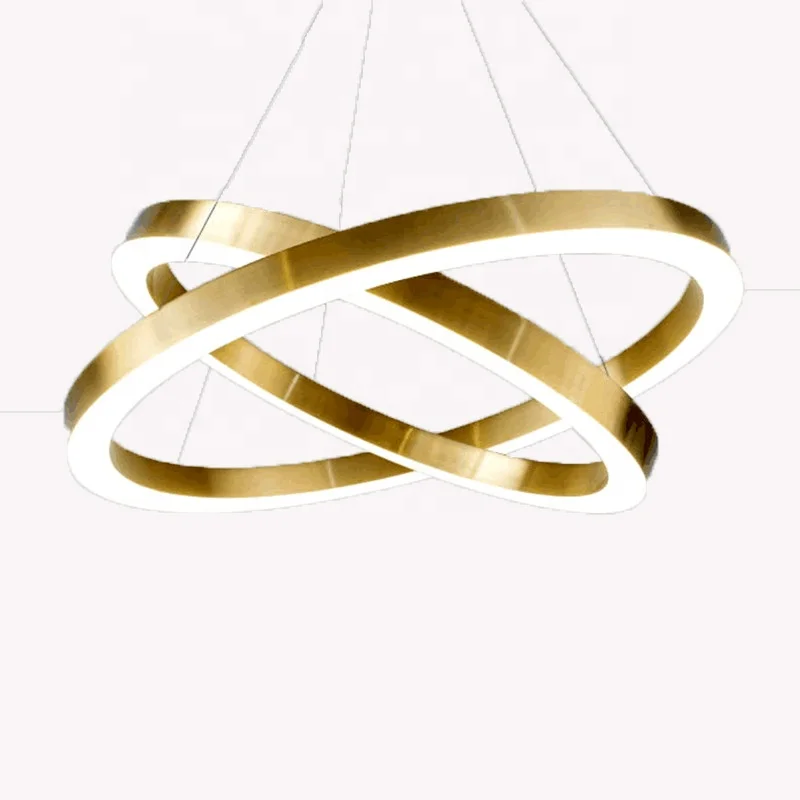 Home decor modern 3 tiered gold pendant light led lighting chandelier for living room