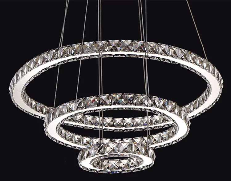 Nice quality clear crystal round ring chandeliers pendant lights LED modern crystal chandelier