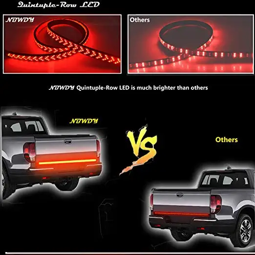62CM 12v Red Car Truck Tailgate LED Signal Running Brake Light Reverse Bar Streamer