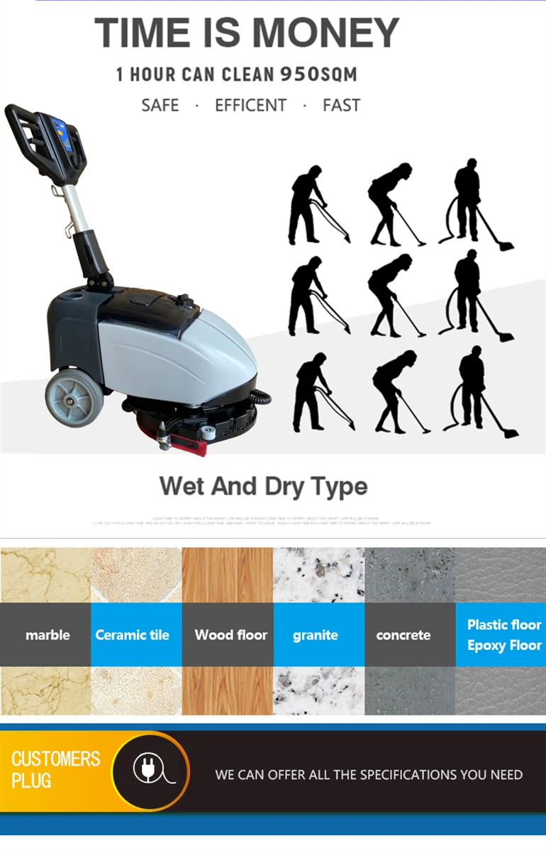 MLEE-350H Cleaning Machine Equipment Dryer 13 Inch Marble Walk Behind Small Floor Scrubber