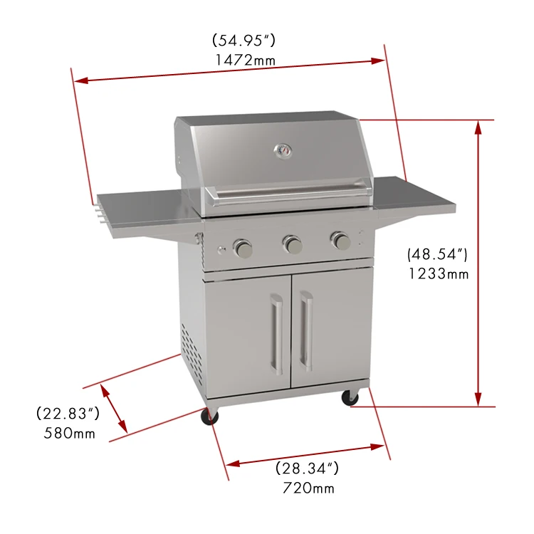 High end stainless steel barbecue gas grill stainless steel burner for bbq island
