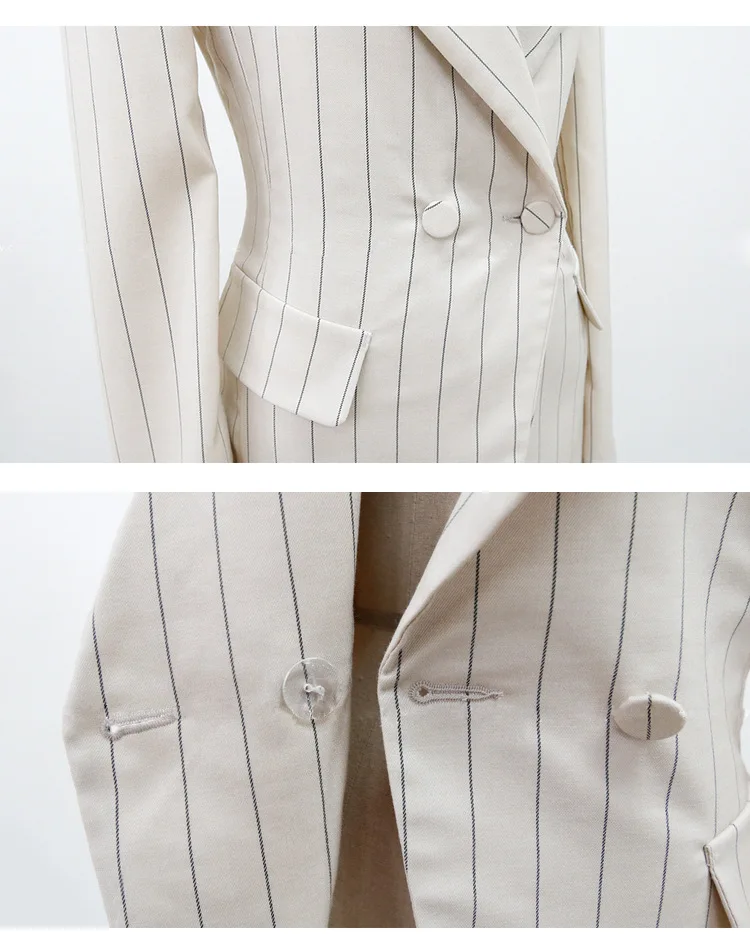 Wholesale 2 Pieces Navy Striped Fashion Women Formal Business Suit Design Ladies Office Skirt Suits