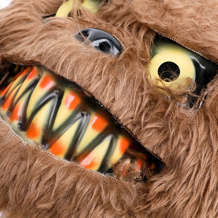 万圣节派对棕色毛绒恐怖泰迪熊面具